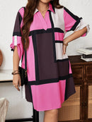 Vestido-Camisa Feminino Solto Reto com Mangas Dobráveis - Cecília. Plus Size