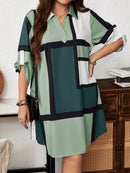 Vestido-Camisa Feminino Solto Reto com Mangas Dobráveis - Cecília. Plus Size