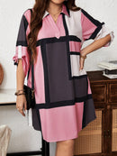 Vestido-Camisa Feminino Solto Reto com Mangas Dobráveis - Cecília. Plus Size