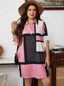 Vestido-Camisa Feminino Solto Reto com Mangas Dobráveis - Cecília. Plus Size