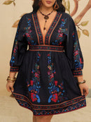 Vestido Feminino Curto Manga Longa Decote em V Cíntia. Plus Size