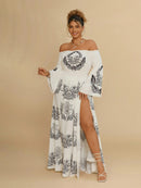 Vestido Feminino Estampa Floral e Ombros de Fora Paola. Plus Size