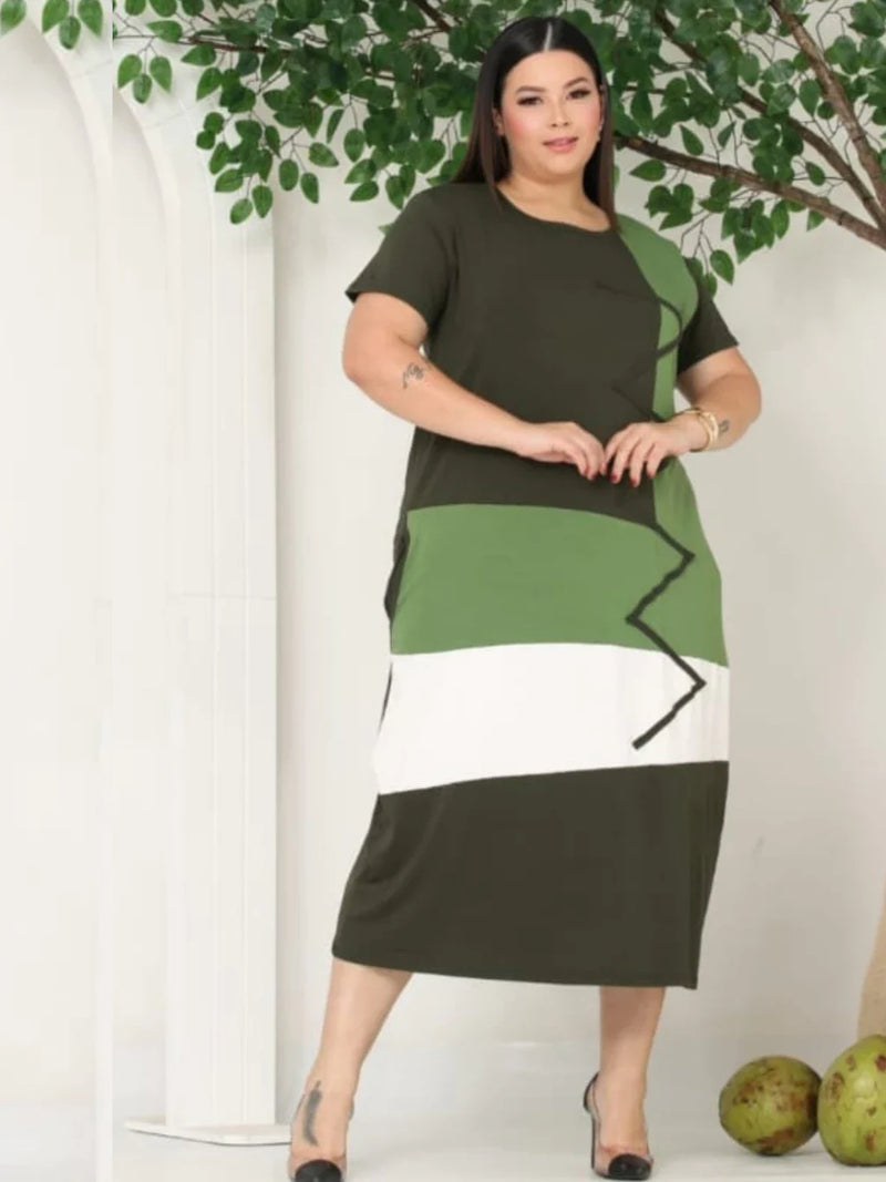 Vestido Feminino Solto com Bolso em Malha - Edelis. Plus Size