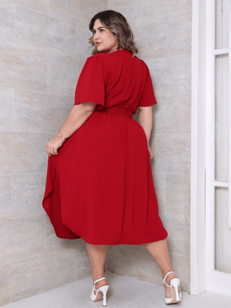 Vestido Feminino Manga Curta Duna Casual - Mirna. Plus Size