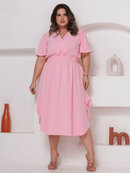 Vestido Feminino Manga Curta Duna Casual - Mirna. Plus Size