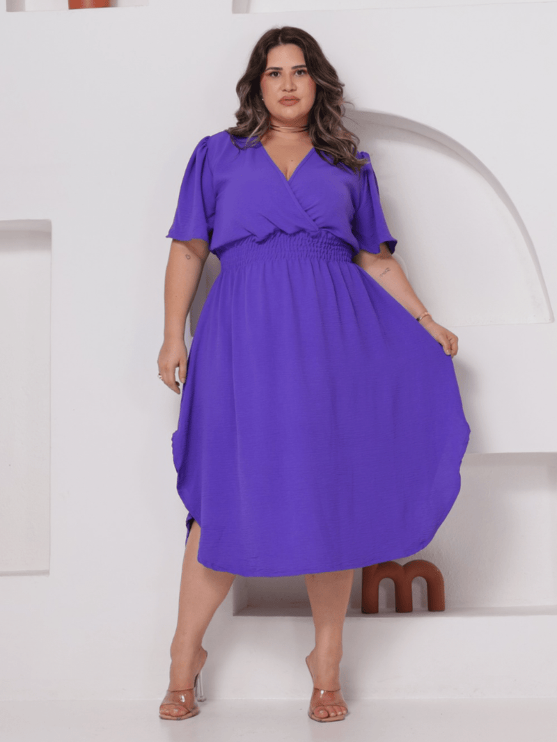 Vestido Feminino Manga Curta Duna Casual - Mirna. Plus Size