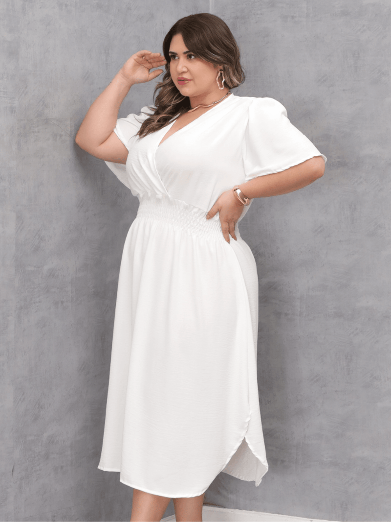 Vestido Feminino Manga Curta Duna Casual - Mirna. Plus Size