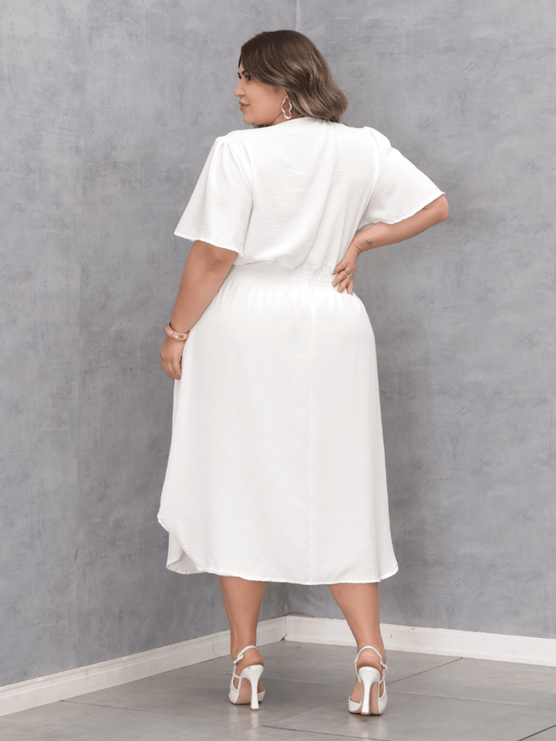 Vestido Feminino Manga Curta Duna Casual - Mirna. Plus Size