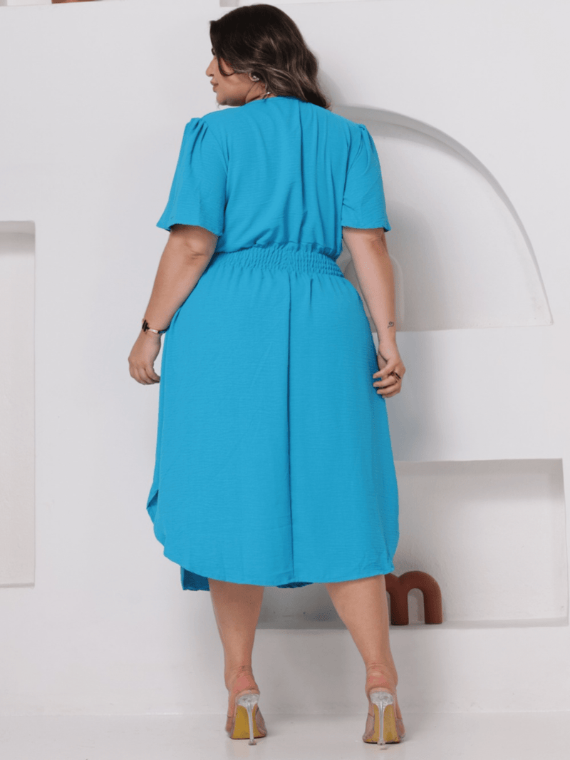 Vestido Feminino Manga Curta Duna Casual - Mirna. Plus Size