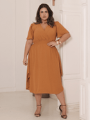 Vestido Feminino Manga Curta Duna Casual - Mirna. Plus Size
