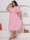 Vestido Feminino Manga Curta Duna Casual - Mirna. Plus Size
