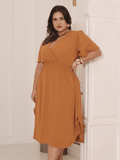 Vestido Feminino Manga Curta Duna Casual - Mirna. Plus Size