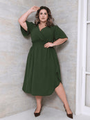 Vestido Feminino Manga Curta Duna Casual - Mirna. Plus Size