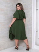 Vestido Feminino Manga Curta Duna Casual - Mirna. Plus Size