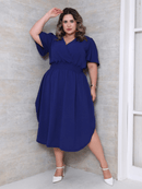 Vestido Feminino Manga Curta Duna Casual - Mirna. Plus Size