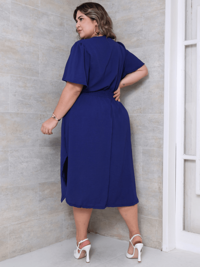 Vestido Feminino Manga Curta Duna Casual - Mirna. Plus Size