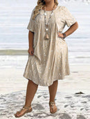 Vestido Feminino ajuste solto e bolsos - Marly. Plus Size