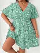 Vestido Feminino com Manga Borboleta com Babado na Barra - Liliane. Plus Size