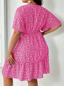 Vestido Feminino com Manga Borboleta com Babado na Barra - Liliane. Plus Size