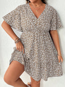 Vestido Feminino com Manga Borboleta com Babado na Barra - Liliane. Plus Size