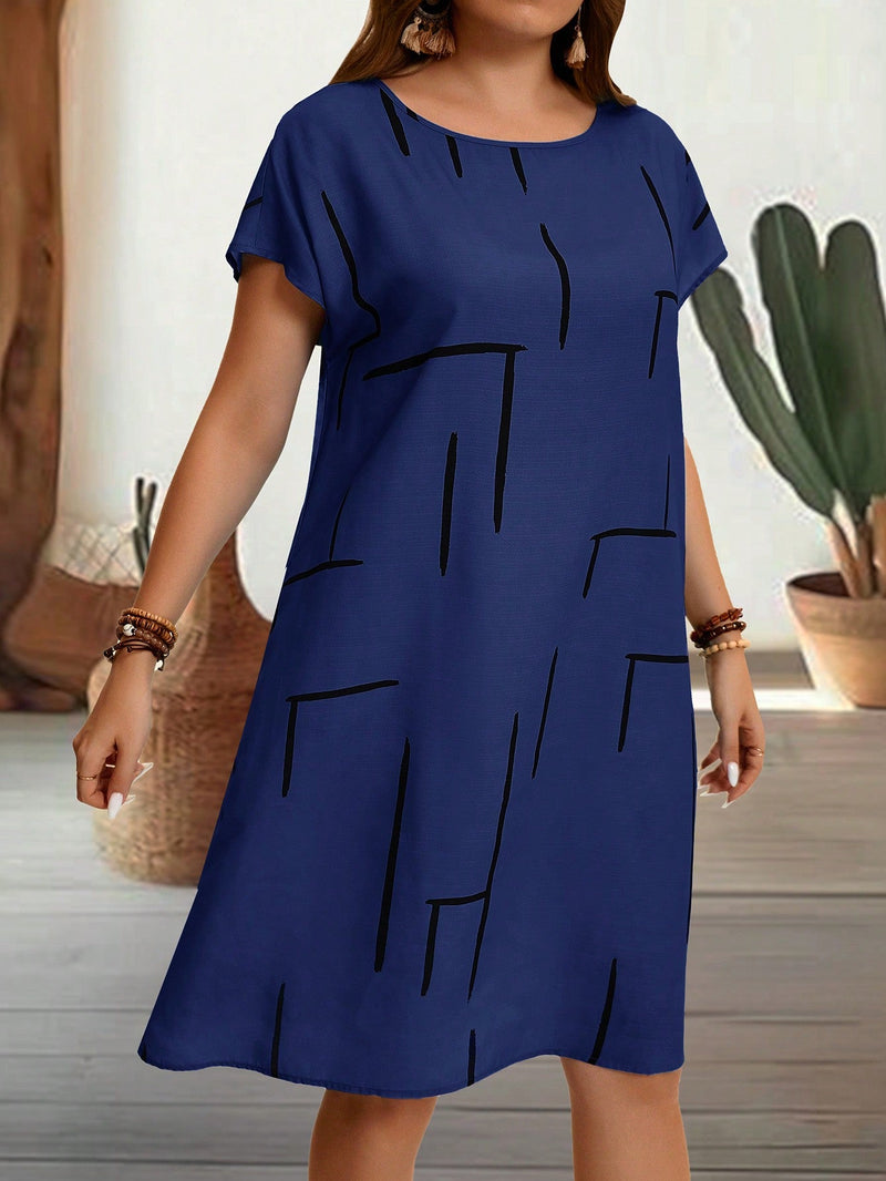 Vestido Feminino com Manga Morcego e com gola redonda - Sophie. Plus Size