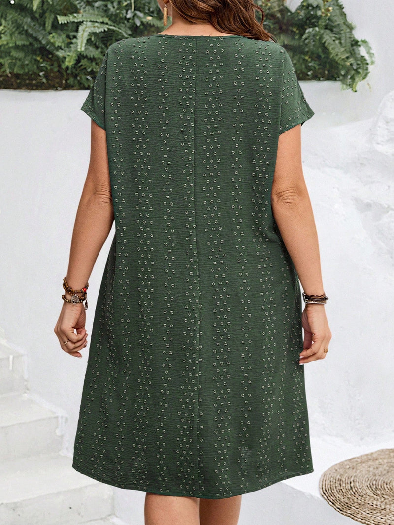 Vestido Feminino com Manga Morcego e com gola redonda - Sophie. Plus Size