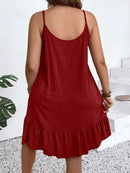 Vestido Feminino de Alça Fina com Babado na Barra - Amalya. Plus Size