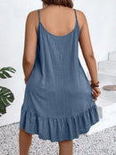 Vestido Feminino de Alça Fina com Babado na Barra - Amalya. Plus Size