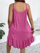 Vestido Feminino de Alça Fina com Babado na Barra - Amalya. Plus Size