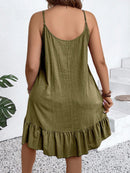 Vestido Feminino de Alça Fina com Babado na Barra - Amalya. Plus Size