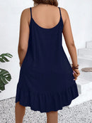 Vestido Feminino de Alça Fina com Babado na Barra - Amalya. Plus Size