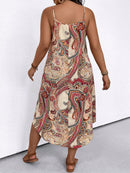 Vestido Longo Feminino com Estampa Paisley e Alças Finas - Liz. Plus Size