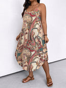 Vestido Longo Feminino com Estampa Paisley e Alças Finas - Liz. Plus Size