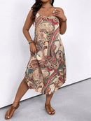 Vestido Longo Feminino com Estampa Paisley e Alças Finas - Liz. Plus Size