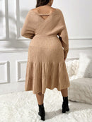 Vestido de Suéter Feminino de Manga Morcego - Alana. Plus Size