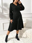 Vestido de Suéter Feminino de Manga Morcego - Alana. Plus Size