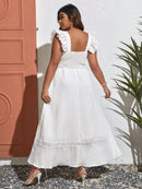 Vestido feminino com Babado e Fenda na Coxa Lateral Sophia. Plus Size