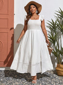 Vestido feminino com Babado e Fenda na Coxa Lateral Sophia. Plus Size