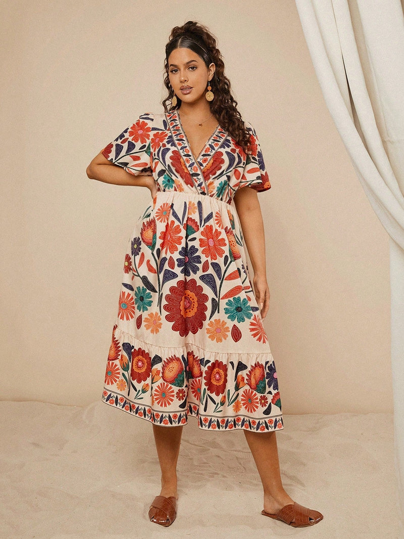 Vestidos Feminino com Decote em V  Estilo Modesto Thatá. Plus Size