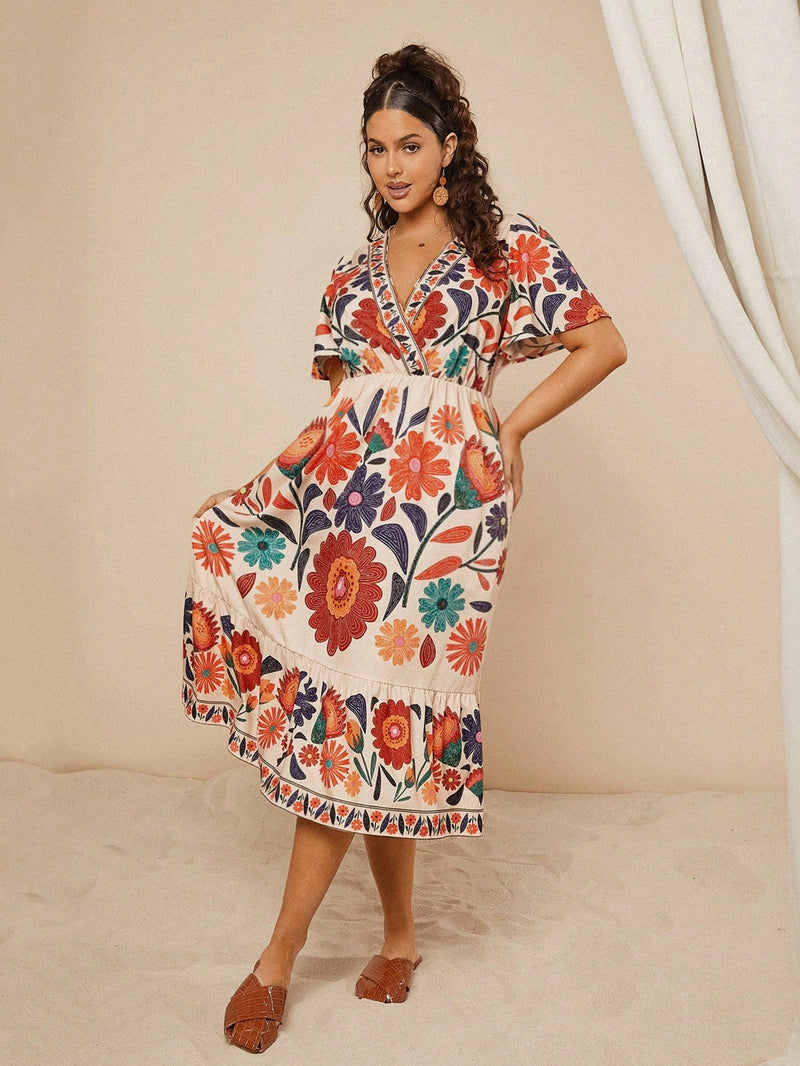 Vestidos Feminino com Decote em V  Estilo Modesto Thatá. Plus Size