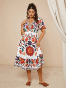 Vestidos Feminino com Decote em V  Estilo Modesto Thatá. Plus Size