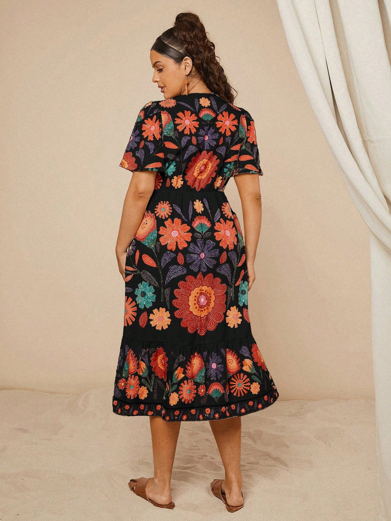 Vestidos Feminino com Decote em V  Estilo Modesto Thatá. Plus Size