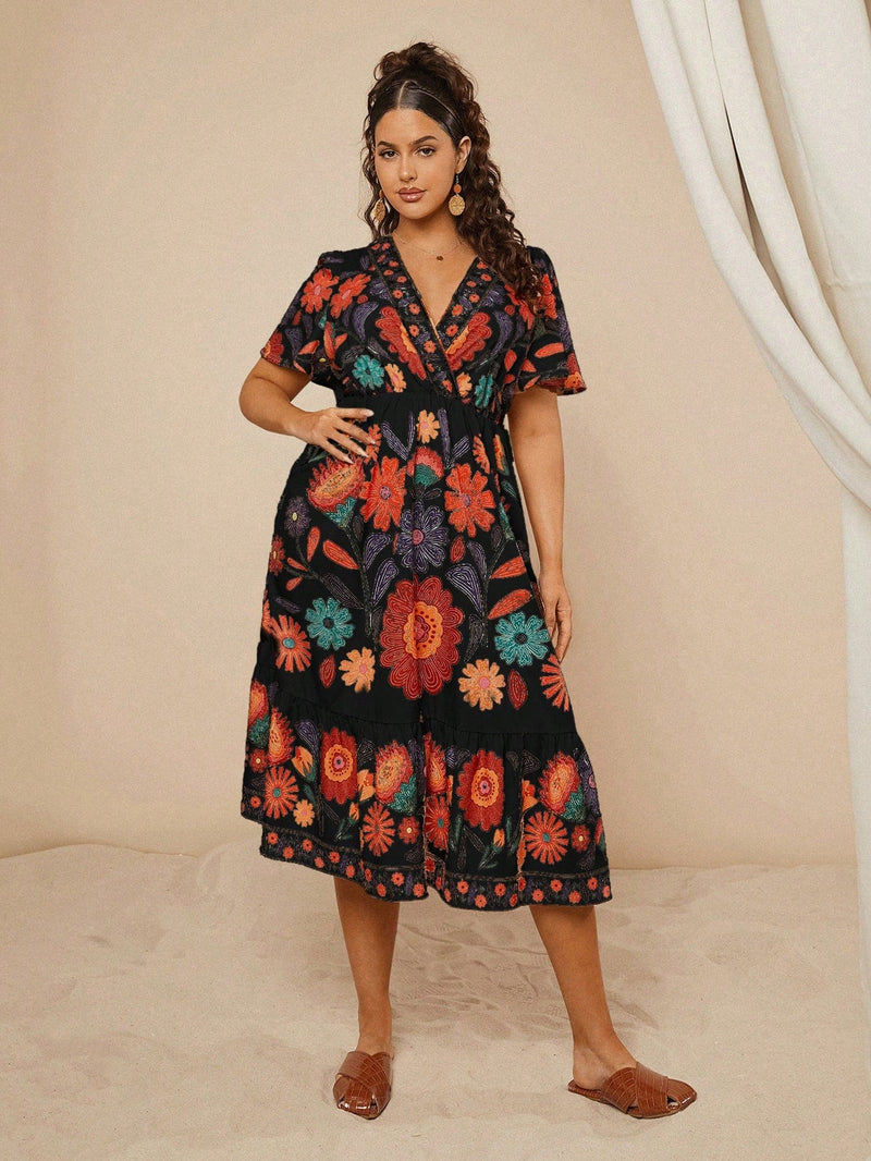 Vestidos Feminino com Decote em V  Estilo Modesto Thatá. Plus Size