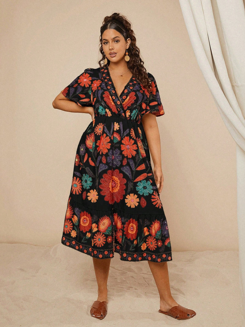 Vestidos Feminino com Decote em V  Estilo Modesto Thatá. Plus Size