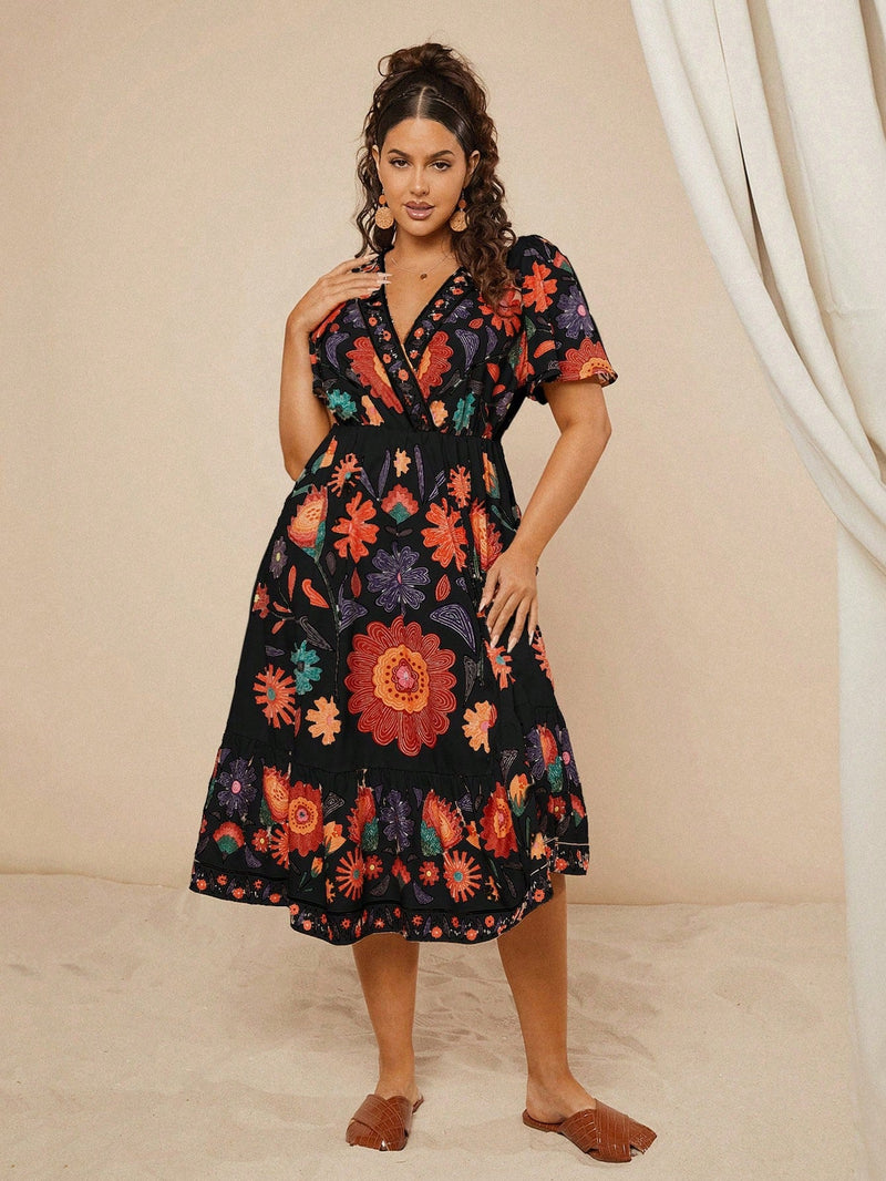 Vestidos Feminino com Decote em V  Estilo Modesto Thatá. Plus Size