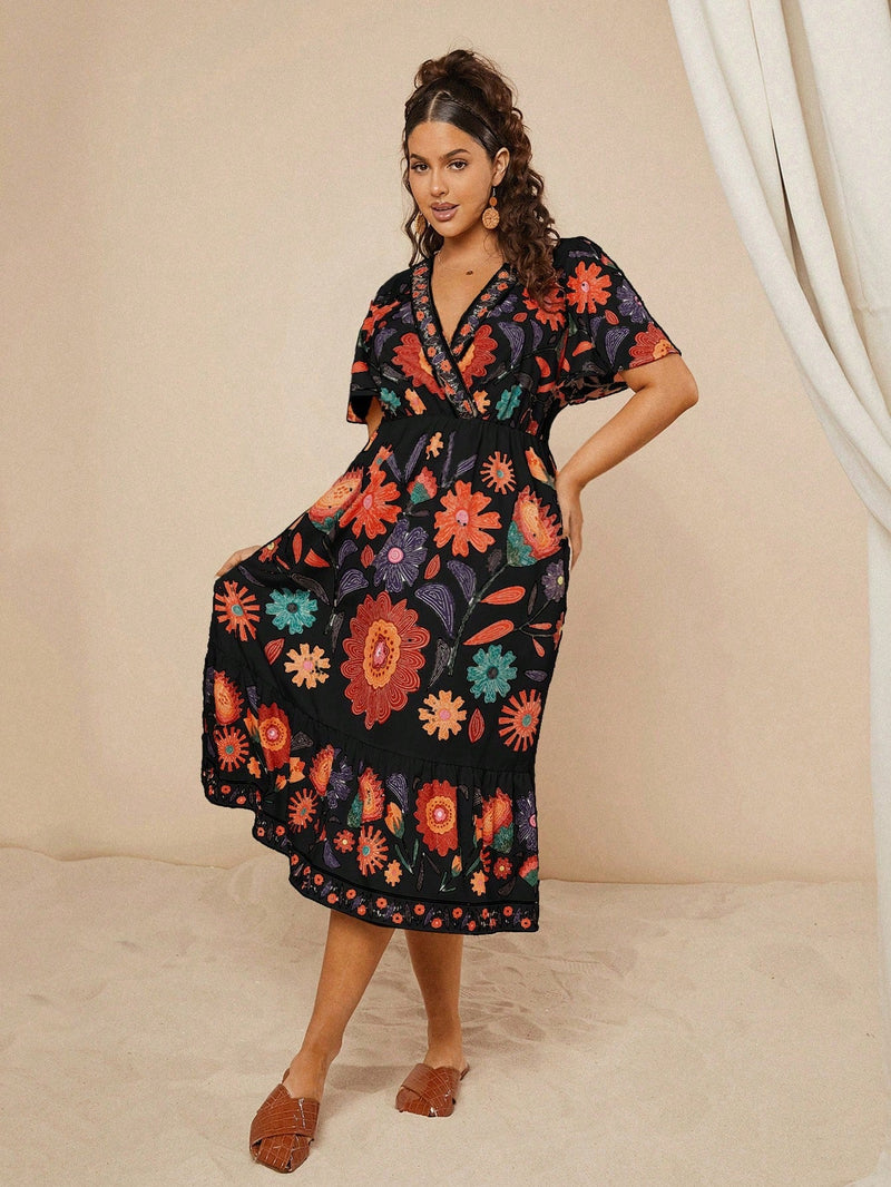 Vestidos Feminino com Decote em V  Estilo Modesto Thatá. Plus Size