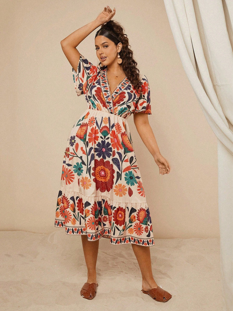 Vestidos Feminino com Decote em V  Estilo Modesto Thatá. Plus Size