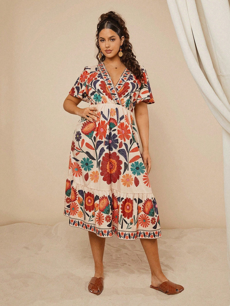 Vestidos Feminino com Decote em V  Estilo Modesto Thatá. Plus Size