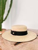 Chapeú Paris Palha Rústica Aba Grande - Preto