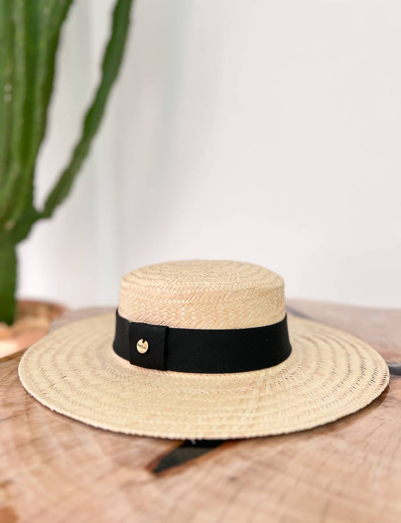 Chapeú Paris Palha Rústica Aba Grande - Preto